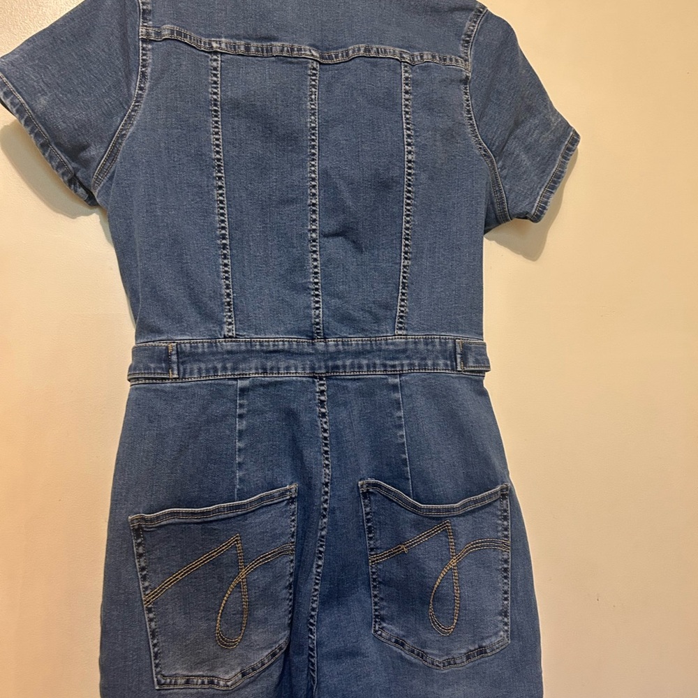 Juicy Couture Women’s Denim Jumpsuit Sz L Blue Stretch Y2K - Picture 4 of 16